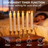 SUNGEGE 9.9 Inch 6 Pack Dimmable Flameless Taper Candles Battery Operated Ivory Realistic Flickering Flame Remote