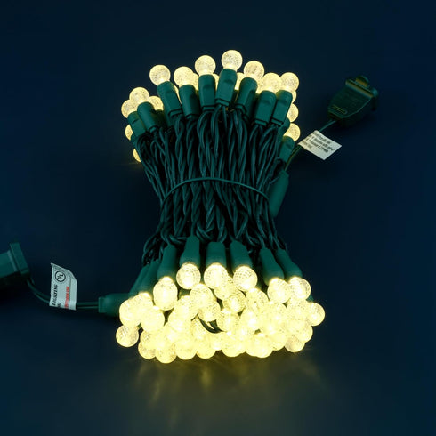 SWEET SHINE 100 33 G12 Warm White Raspberry One-Piece LED Christmas Lights, ft Green Cord High Waterproof UL Certified