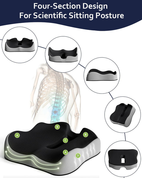 Euamzger Tailbone Hemorrhoid Pillow Cushion, Orthopedic Coccyx Cushion for Pain and Sciatica Pain Relief, Ergonomic