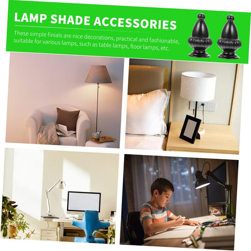 TEHAUX 2pcs Modern Decorative Lamp Finial Knob for Lighting Simple Installation Black Aluminum Shade Accessory
