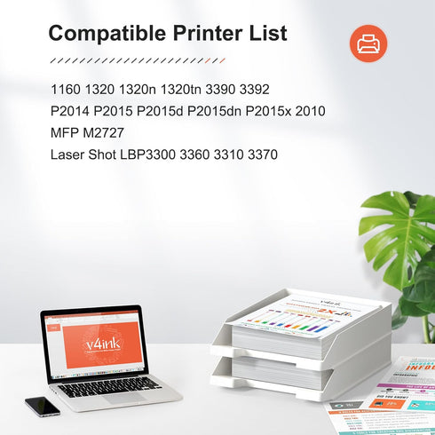 v4ink Compatible 49A 53A Toner Cartridge Replacement for HP Q5949A Q7553A, Black, 2 Packs for HP Printers