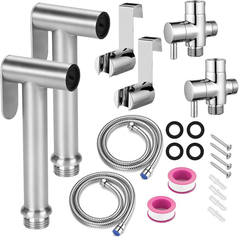 Imlemao 2 Pack Handheld Toilet Bidet Sprayer, Adjustable Water Pressure Stainless Steel Jet