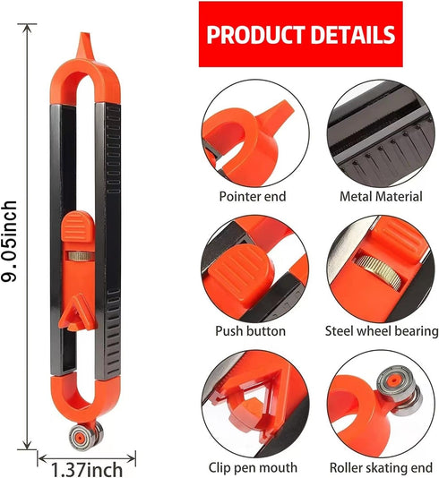 Precise Contour Scribe Tool for Woodworking, Upgrade Measuring Tools with Lock for Pencil, Professional Joiner