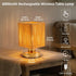 6000mah 3 Dimming Bulb Rattan Table Lamp, Battery Operated Table Lamp, Boho Small Desk Lamp, Brightness for Bedroom