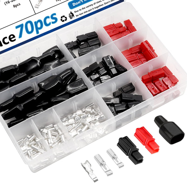 smseace 70pcs 15/30/45Amp Power Connectors with PVC Cover, Quick Disconnect Power Pole connectors for 20-10AWG