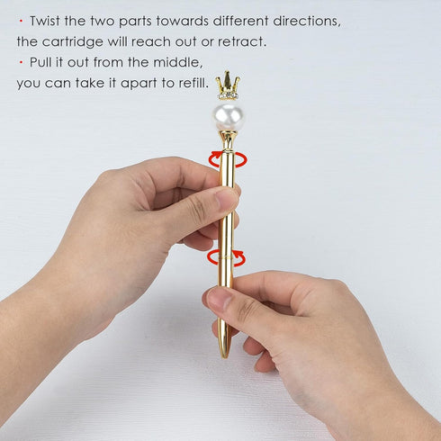 SHIDOW Gold Pen, Pearl Decorated Metal Ballpoint Pen, 4PC, for Office, Home, Party, Christmas