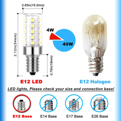 E12 25W-40W 6000K Dimmable Bulbs T6 E12 C7 Bulbs 4W Lamp,450 lm(5Pack) Ziomitus Daylight White Led Replacement, Small