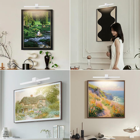 15.7 inch Dimmable White Battery Operated Picture Light with Remote,Wireless Gallery Lights White Rechargeable Display