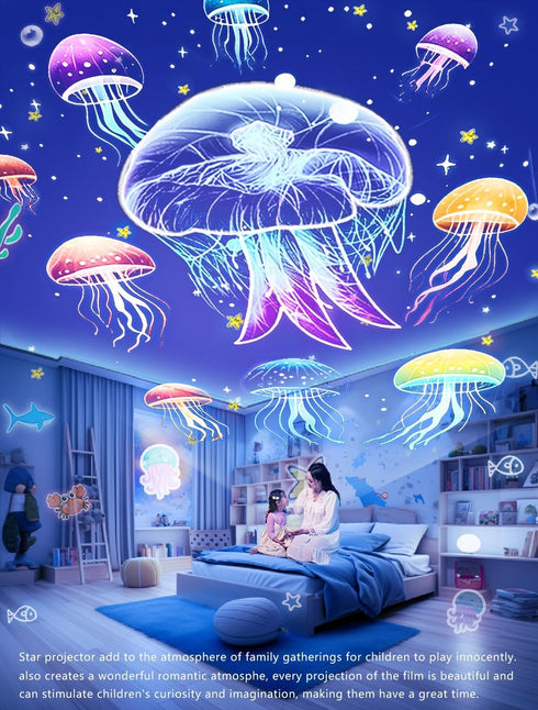 Eigther 21 Sets 360 Dimmable of Films, Projector Night Light for Kids Bedroom, Baby Projector for Ceiling, Star Galaxy