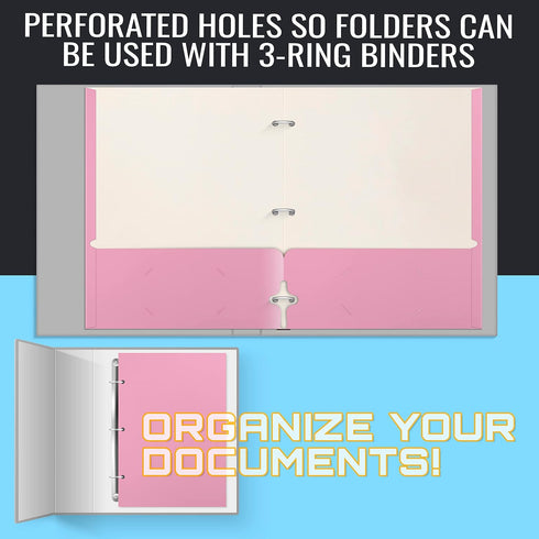 Better Office Products 50-Pack Two Pocket Portfolio Folders, Pink, Letter Size Paper Folders, 50 Pieces