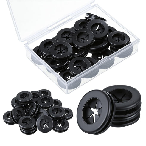 Macuezu 20 Pcs Rubber Grommets for Wiring, Wire Protection Grommet Black Double-Sided Rubber