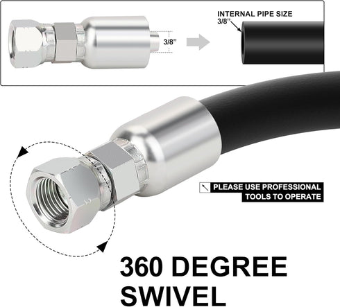 3/8’’ Hose x 3/8’’ JIC 37 Degree Female Swivel Hydraulic Hose Crimp Fittings, 10PCS Set