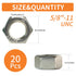 HXCOMET 5/8"-11 (20pcs), 304 (18-8), Hex Nuts Stainless Steel Hardware, UNC, Coarse Thread