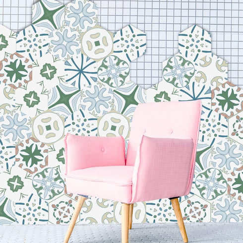 10 Pcs Hexagon Non-Slip Floor Sticker for Home Decor, Peel and Stick Self-Adhesive Wall Sticker, 7.9x9.1inch