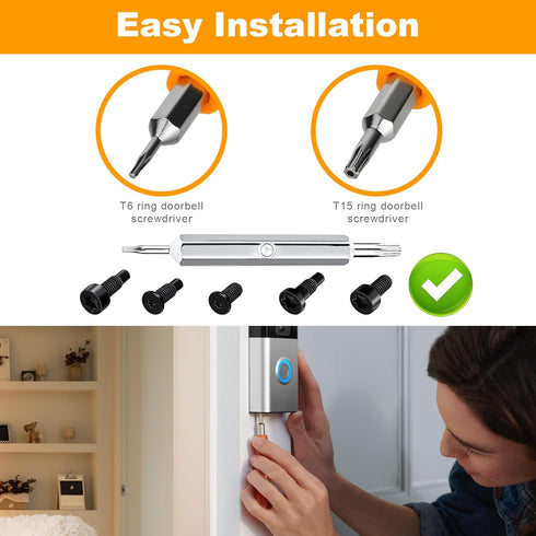 Doorbell Screwdriver Replacement, T6 Screwdriver Fit for Doorbell 2/Pro 3/4, Security Screws