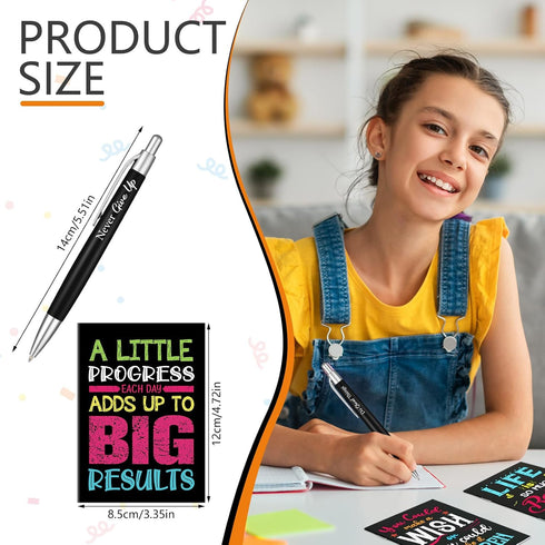 Yeaqee Motivational Pens Notepads Gifts Set, 72 Pcs, Inspirational Quote Pen & Mini Journal