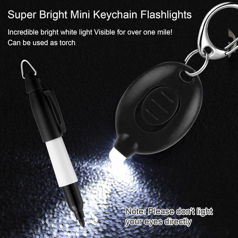 Zonon 12 Pcs Mini Flashlight Keychain Permanent Markers, Classic Black Bullet Tip for Nurse Badge Key Rings