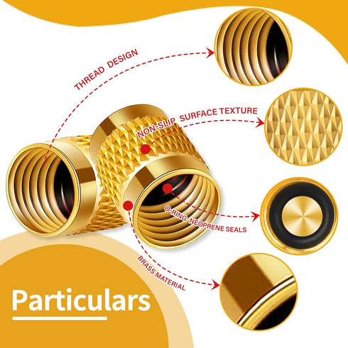 50PCS 1/4 Flare Cap, HVAC Valve Caps with Neoprene O Ring Seal, Round Brass Refrigerant Locking Caps