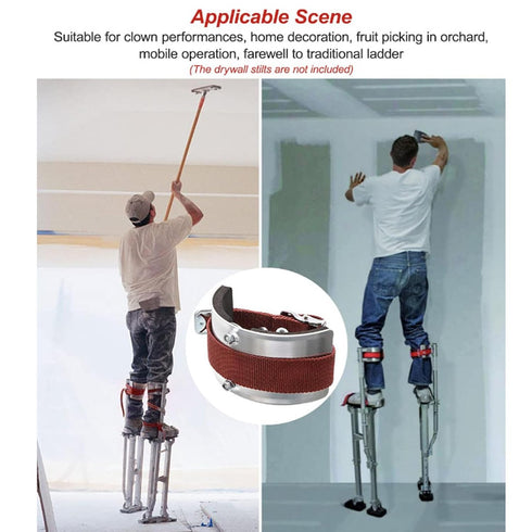 2Pcs Leg Band Strap, Adjustable Nylon Drywall Stilt Ankle Straps with Aluminum Alloy Buckle, Leg Band Straps Stilts Loop Replacement Accessories for Street Performance Home Improvement