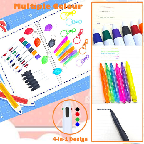 Nurse Pen Set - Badge Reel Pen with 6PCS Highlighter, Markers, Keychain Flashlight, and Ball Pen