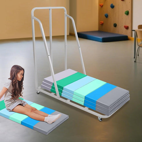 5 360 Rest Mat Trolley Storage Cart, Teaching Rolling Cart for Sleeping Mats, Mobile Nap Mats & Soft Play Equipment
