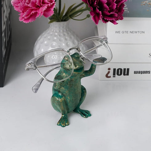 DreamsEden Cast Iron Frog Spectacle Display Eyeglass Holder Frogs Decorative Glasses Holder Sunglass Stand Metal