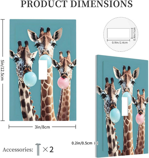Sturin 1 3X5 Bubble Blowing Giraffe Wall Plate Light Switch Cover Gang Single Toggle Toggle Switch Art Plates