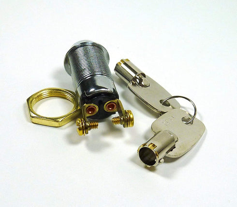 Philmore 5/8" On/Off Key Switch Lock SPST with 2 Keys and Nut, Removable On or Off, 30-10078