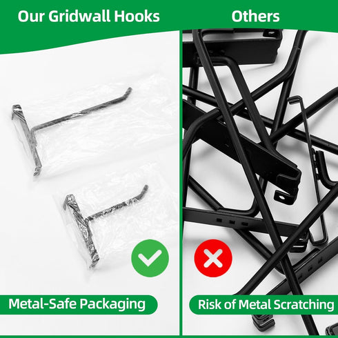 8 Inch Gridwall Hooks, Hanging Hooks for Retail, Home, and Workspace Organization (40 Pack, Black)