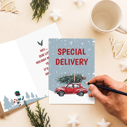 Oamiolek Funny Christmas Pregnancy Announcement Card, Humor Pregnancy Reveal Card for Grandma Grandpa Friends, Special