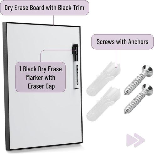Mr. Pen- Dry Erase Board, 14” x 11”, Black Aluminum Frame with a Black Dry Erase Marker, White Board Dry Erase, Magnetic Dry Erase Board, Small White Board Small Dry Erase Board for Wall by Mr. Pen