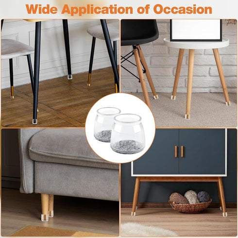 BAIPOK 36Pcs Round Chair Leg Floor Protectors, Silicone Caps with Felt Bottom for Hardwood Floors, Clear