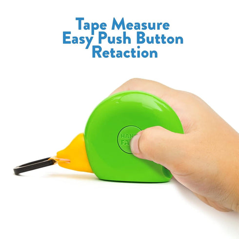 Famm 8ft 3+ Handy Green Bird Tape Measure for Kids STEM Educational Tool with Level, Protractor, Retractable Design