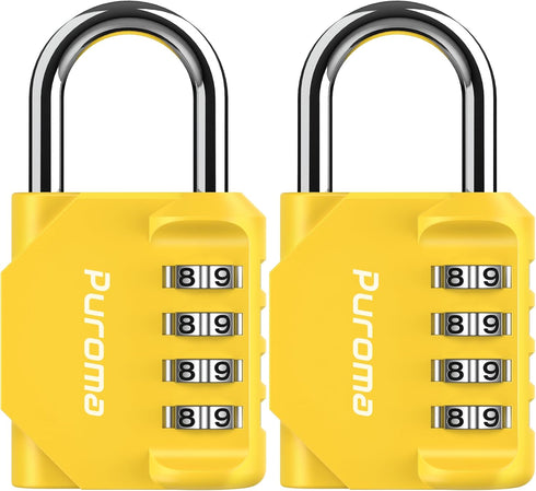 Puroma 2 Pack Combination Lock, 4 Digit Locker Lock, Outdoor Waterproof Padlock for School Gym Locker