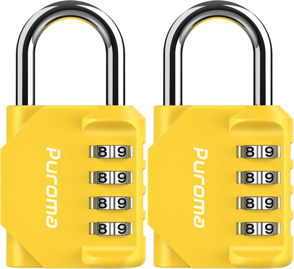 Puroma 2 Pack Combination Lock, 4 Digit Locker Lock, Outdoor Waterproof Padlock for School Gym Locker