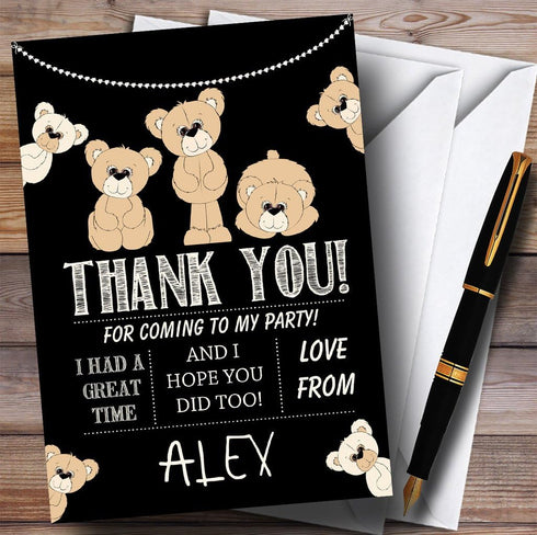 The Card Zoo Cute Teddy Bears Black Party Thank You Cards