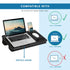 LAPGEAR Large Adjustable Lap Desk, Memory Foam Wrist Rest, Mouse Pad, Phone Holder, Fits up to 15.6 Inch Laptops (Black
