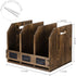 Rustic Burnt Brown Wood Office Desktop Document File Folder Binder Storage Organizer with 3 Compartments