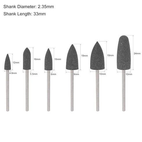 uxcell Mounted Grinding Bits Grinder Heads Different Head Shapes Silicone Polishing Wheels for Rotary Tools Dark Gray 6pcs