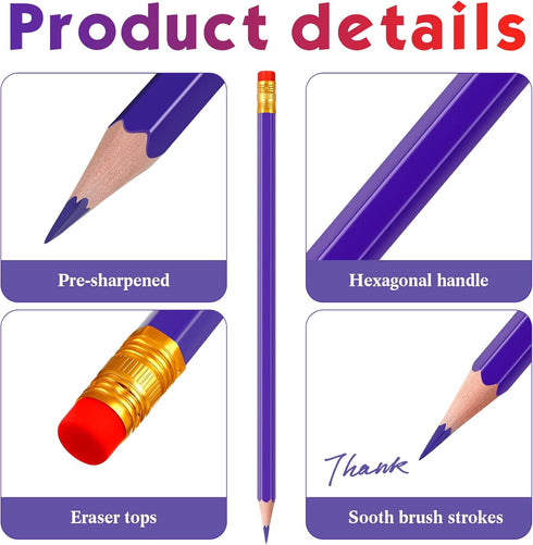Zhanmai 24 Pieces Checking Erasable Pencils - Pre-Sharpened #2 HB with Erasable Tops for Grading Tests