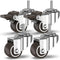 GBL 1" Small Caster Wheels with 2 Brakes + Screws M6x15mm - Set of 4, 90Lbs Low Profile Silent Casters