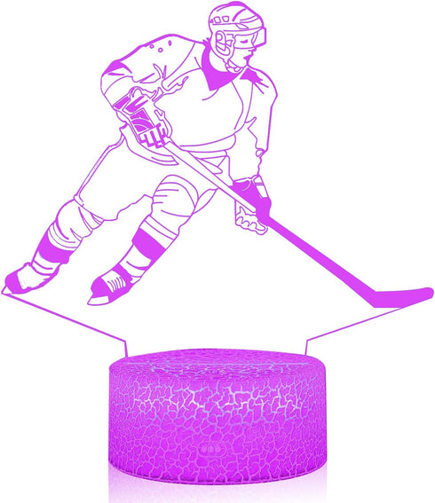 3D 16 Teenager Chrismas Gifts Xmas Gift Illusion Hockey Night Light Lamp Color Changing Smart Touch&Remote Control