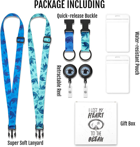 MNGARISTA Retractable Cruise Lanyard for Ship Cards, Waterproof ID Holder Lanyards, 2 Pack, Sea Star