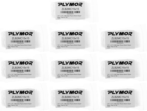 Plymor 1.5" x 1.5" Zipper Reclosable Plastic Bags, Case of 1,000, 2 Mil