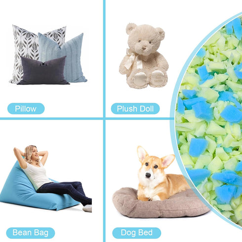 6LBS Bean Bag Filler Shredded Memory Foam Refill with Cooling Gel, Soft & High Resilience Foam Filling for Bean Bag