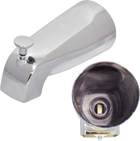 Tub Spout with Front Diverter - 1/2 inch IPS Female Thread, Polished Chrome Finish, 5-1/4 inch Length