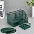 VANRA Office Supply Caddy Metal Mesh Desktop Supplies Organizer School Supply Holder Stuff Storage Organizer 6 Compartments with Drawer (Olive Green) by VANRA
