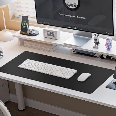 Boutilon (XXXL-Black,47"x 24") Leather Desk Pad Protector,Non-Slip Mouse Pad,Laptop Desk Pad,Office Mouse