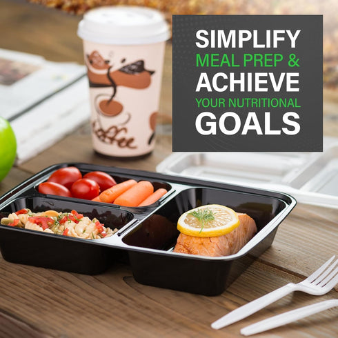 10 Pack 10 3 Bexter Compartment Trays with Lids for Takeout and Food Storage / Section compartment for portion control