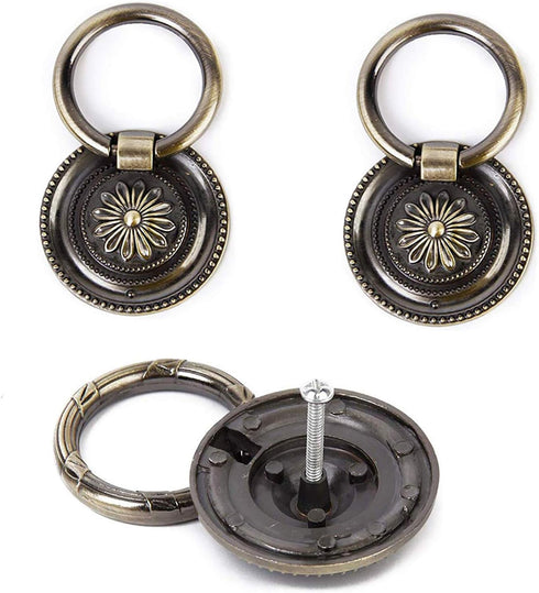 1.77 Inch Cabinet(6 Pack) YankMooM Antique Drawer Pulls Bronze Dresser Pull Rings Round Drawer Handles Vintage Cabinet